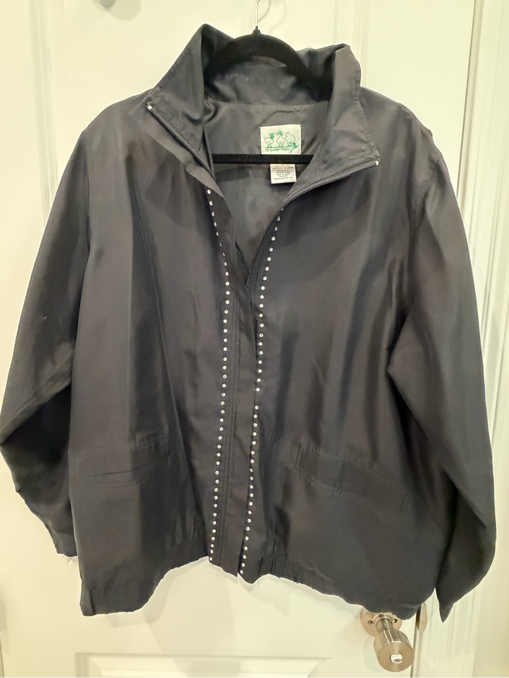 The Quaker Factory Women's Black Utility Jacket with Stud-Trim Front